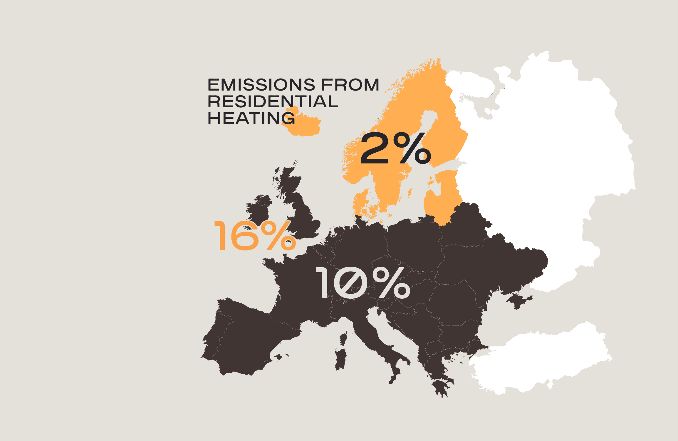Map of Europe home heating carbon emissions